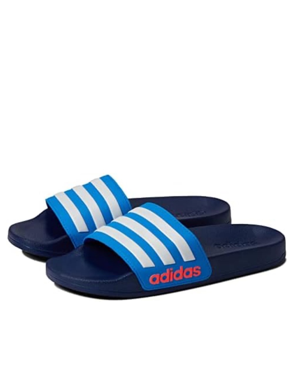 Adidas Unisex-Child Adilette Shower Slides blue white stripe new size 6 big kid